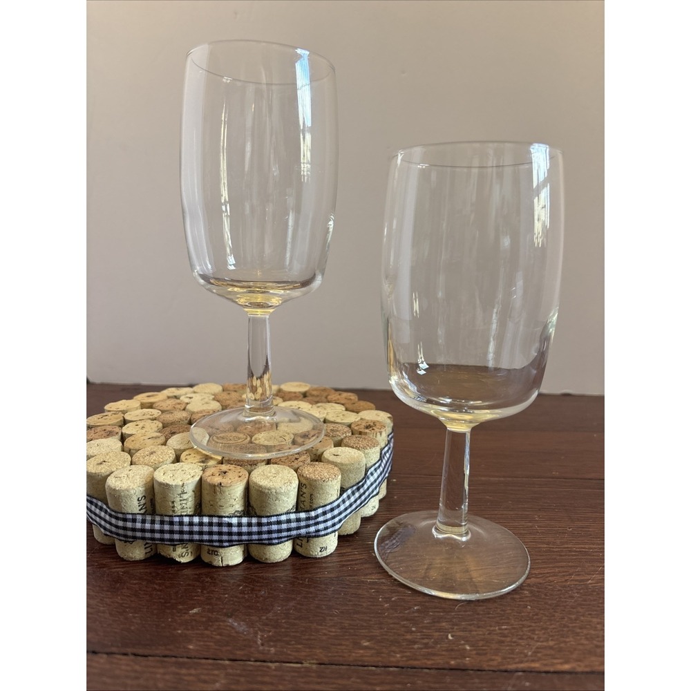 Vintage MCM Federal‎ Glass Sheer Rim Clear Goblet Wine Glass Set Of 2